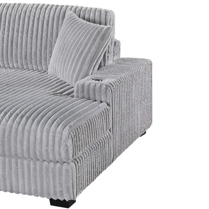 RAF Chaise With Cup Holder Modular Living Room Furniture Pillow - Gray / Mink