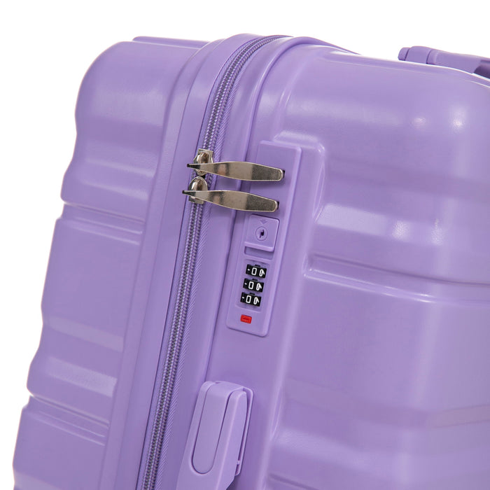 3 Piece 20" / 24" / 28" Spinner Luggage Set & Combination Lock, Durable Hard Shell With 360° Silent Wheels - Blue / Purple