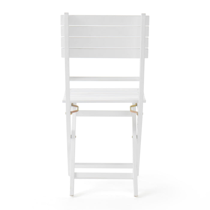 Outdoor Foldable Wood Dining Chair With Slat Design (Set of 2)