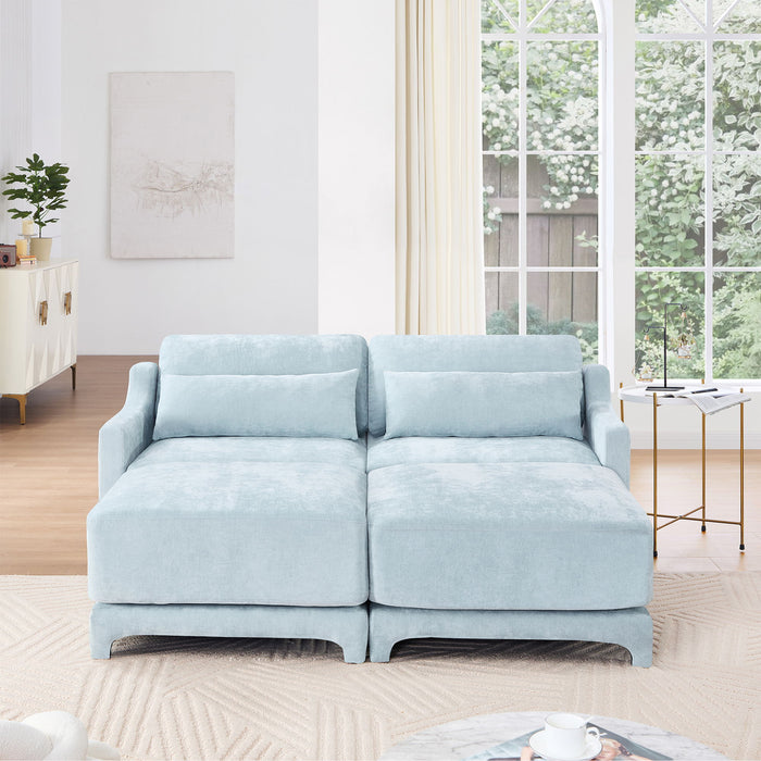 Stylish Sofa With Ottoman And Lumbar Pillows, Ergonomic Design