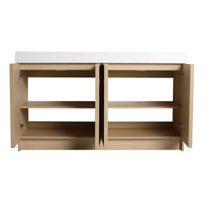 Freestanding Bathroom Vanity With Resin Sink & Soft Close Cabinet Doors