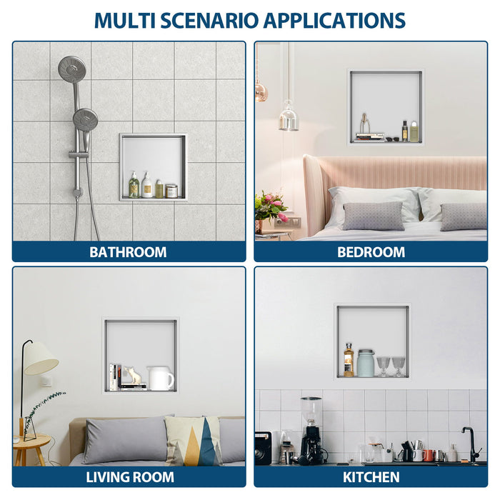Stainless Steel Shower Niche With Seamless Design For Bathroom Storage