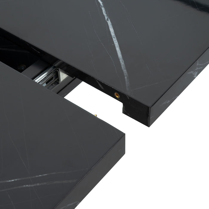 Modern Rectangle Dining Table With Stretchable Top, Storage Cabinet