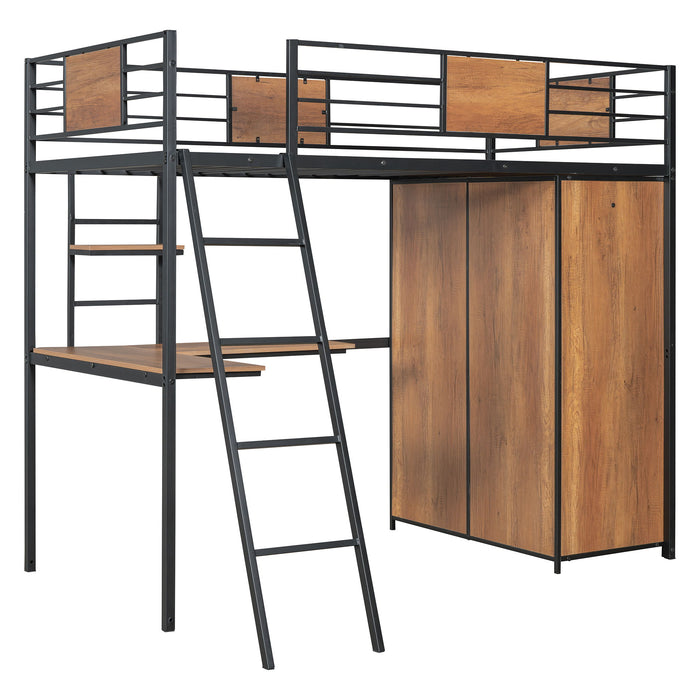 Loft Bed With L Shape Desk And Wardrobe