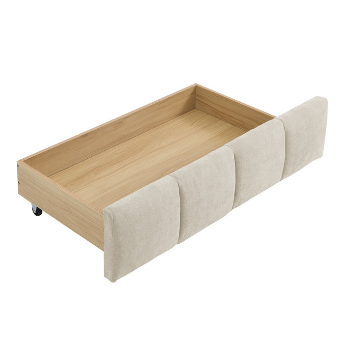 Modern Platform Bed Frame With Thick Chenille Fabric