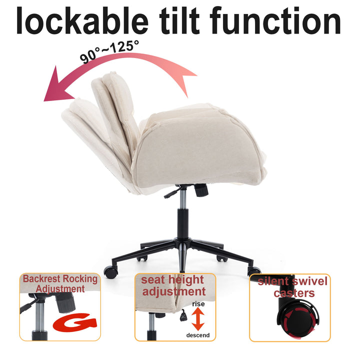 Criss Cross Swivel Desk Chair With Adjustable Armrests & Wheels For Home Office