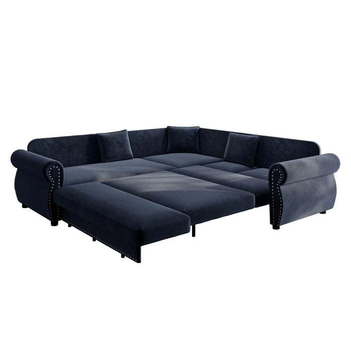 L-Shaped Sofa Couch With Pull-Out Bed