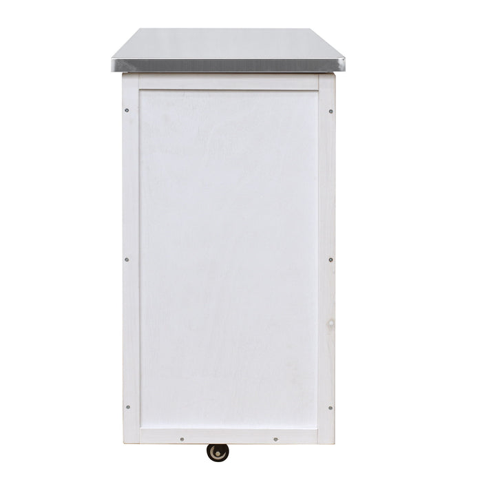 Outdoor Kitchen Island Prep Station With Lockable Wheels, Ample Storage, Towel & Spice Racks