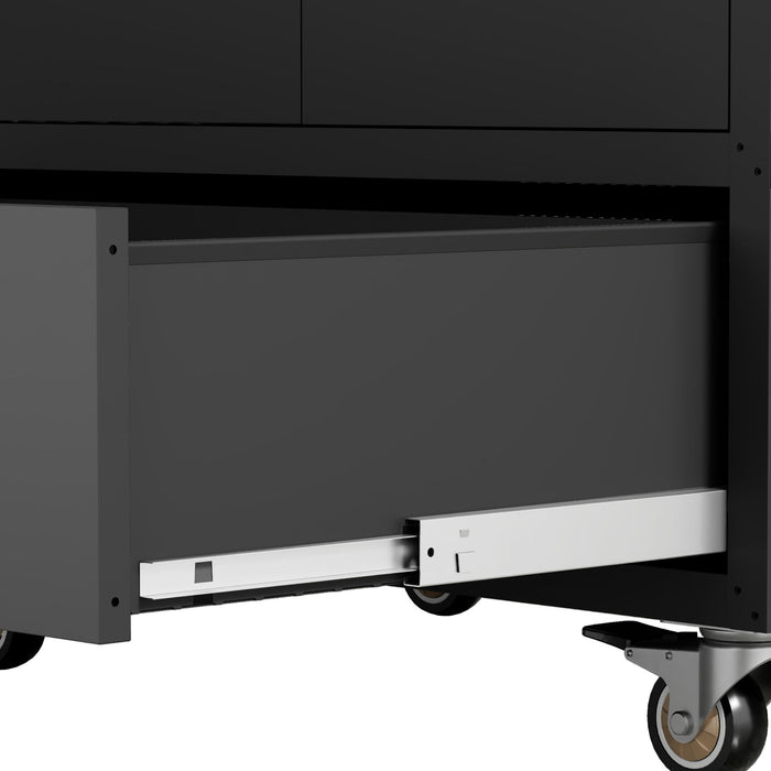 Mobile Tool Cart With Lockable Casters, Heavy-Duty Storage Organizer - Black