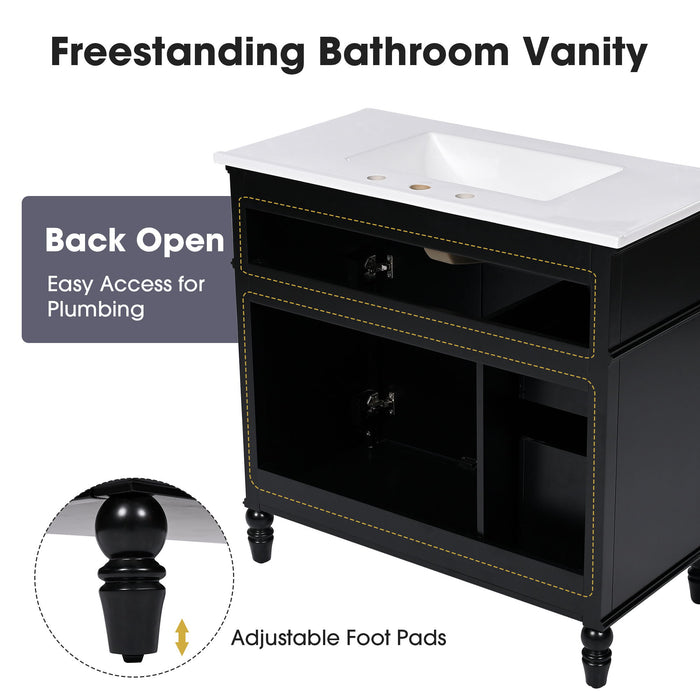 Bathroom Vanity With Sink, Freestanding Cabinet & Drawers