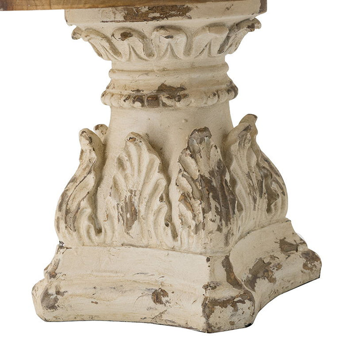 Cake Stand, Wood Cake Plate With Magnesium Base - Cream / Brown