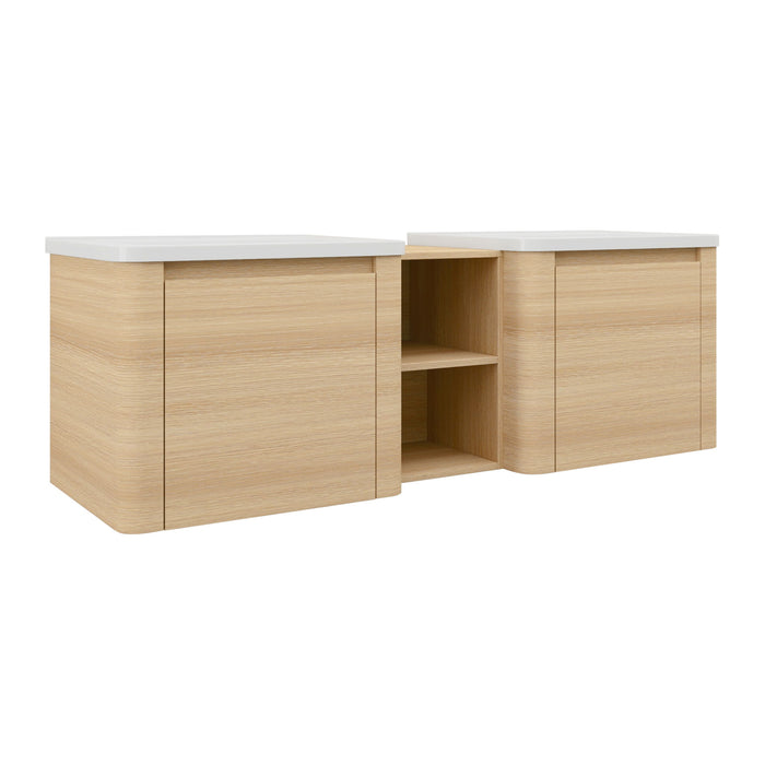 Wall Mounted Bathroom Vanity With Sink And Storage Shelves, Soft Close Doors