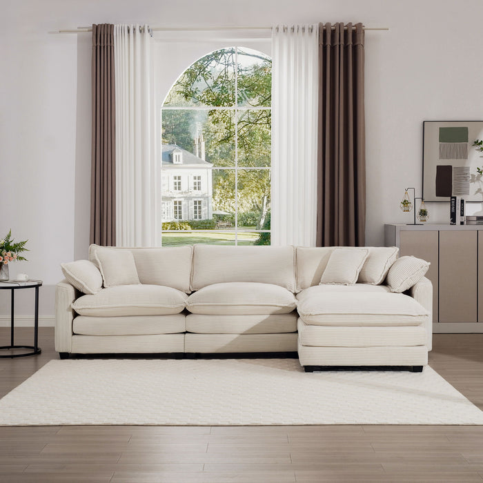 Modern Oversized Modular Cushion Sofa With Ottoman, Low Back, Deep Seating Sofa Set