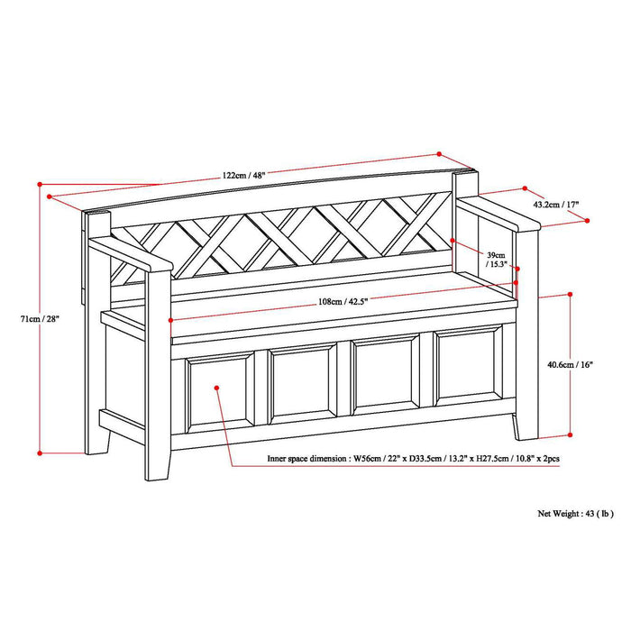 Amherst - Entryway Storage Bench - Gray