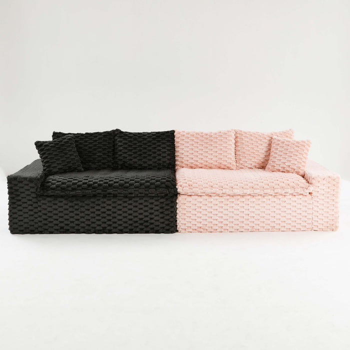 Multifunctional Sofa Pink Black, Fits 4 People