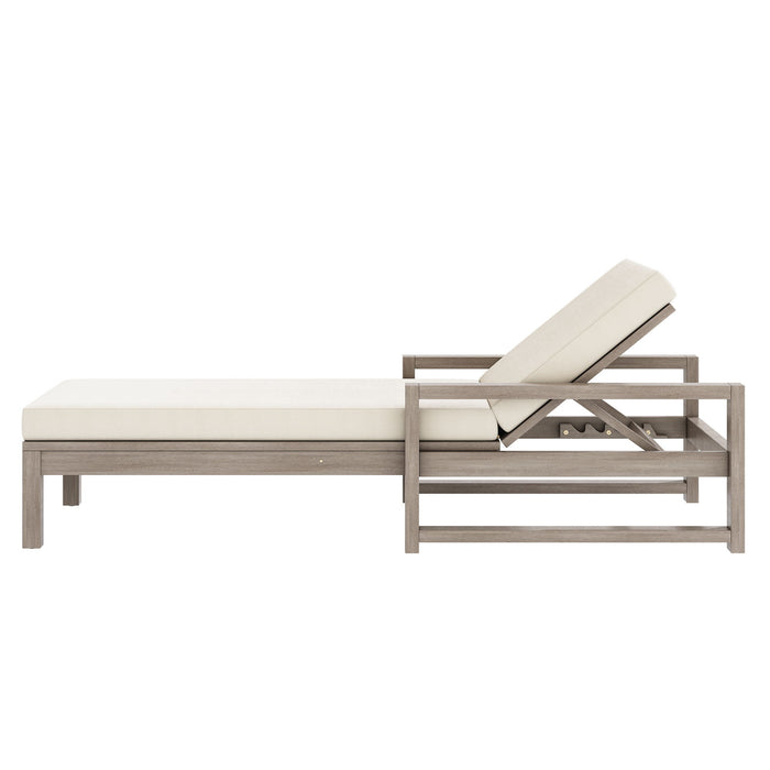 Outdoor Lounge Chairs, 5 Position Chaise Lounge With Adjustable Backrest (Set of 2) - Gray