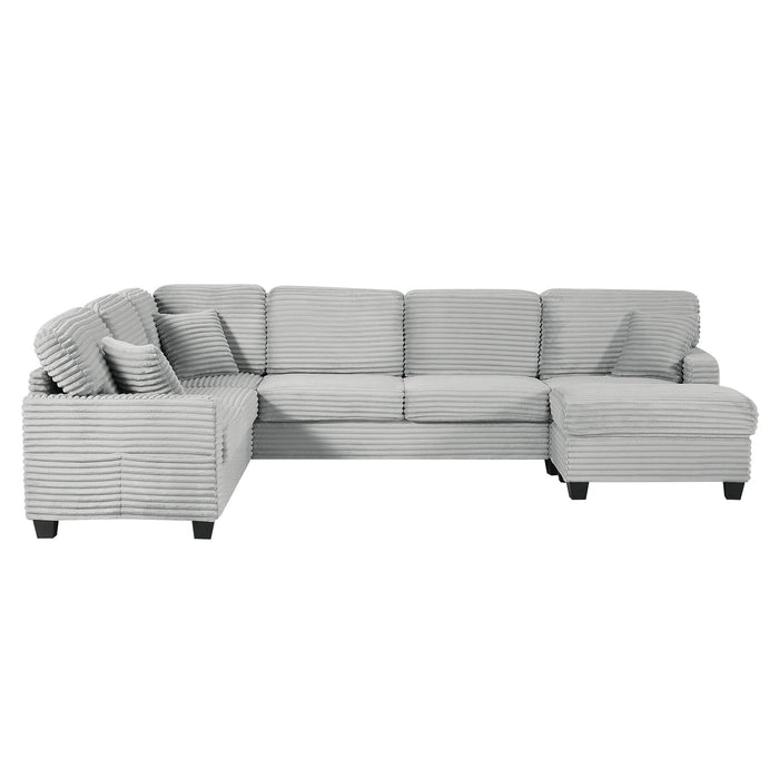 Upholstered U-Shaped Sectional Sofa With Movable Ottoman And Side Storage Pockets