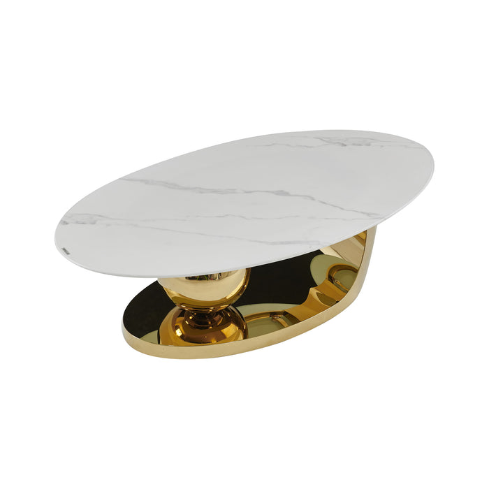 Oval Coffee Table With Geometric Precision