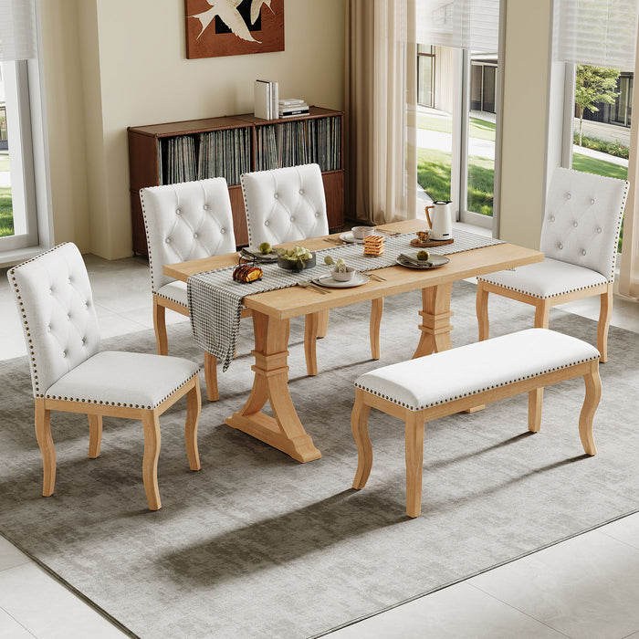 Dining Set With Bench, 6 Piece
