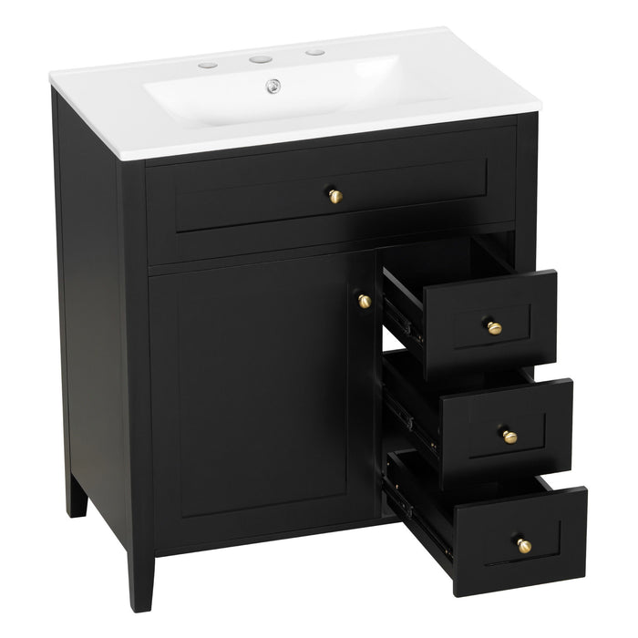Bathroom Vanity With Sink, 3 Drawers And Adjustable Shelf