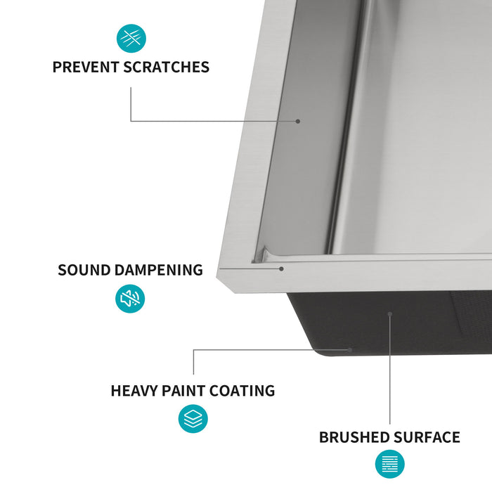 Undermount Workstation Kitchen Sink Stainless Steel Single Bowl