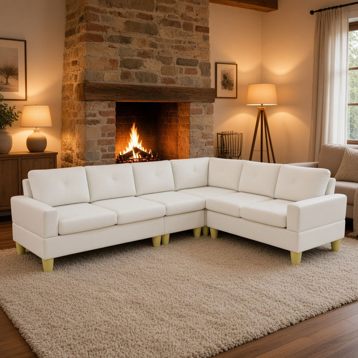 Modular L - Shaped Sectional Sofa 6 Seater 4 Piece Couch With Chaise