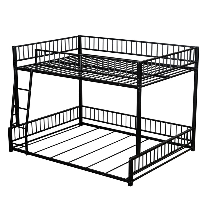 Bunk Bed Frame With Ladder And Safety Guardrails