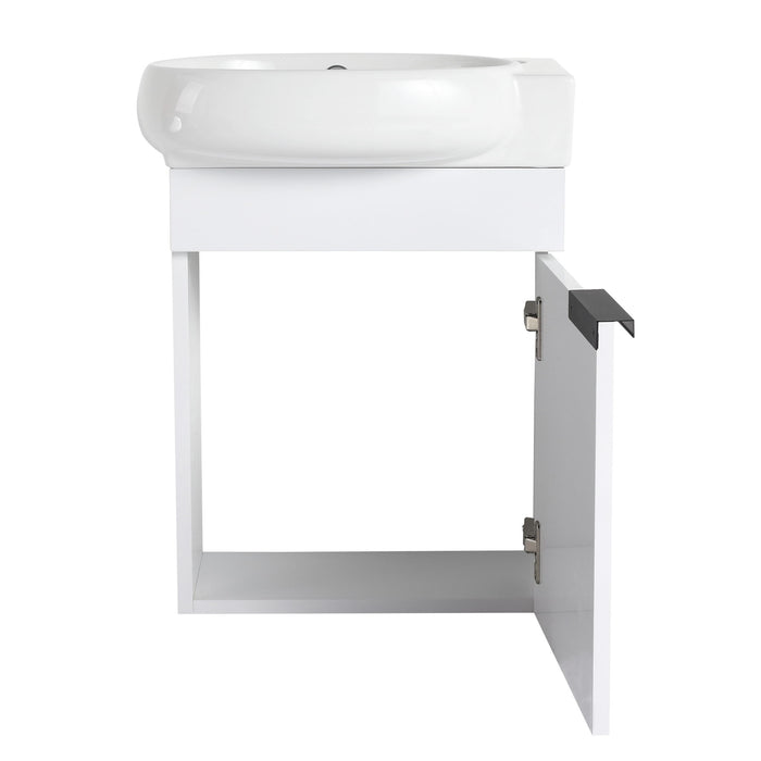 Soft Close Doors Bathroom Vanity With Sink, Compact Wall Mounted Design Basin