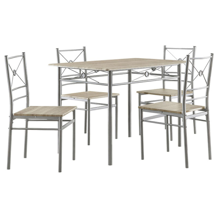 5 Piece Rectangle Dining Set With Tubing Base