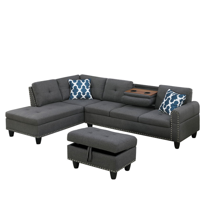Alger - 98" Wide Left Hand Facing Sofa & Chaise With Ottoman