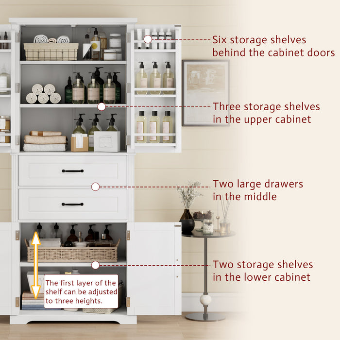 Elegant Multi Functional Storage Cabinet With Slide Rail Drawers, Adjustable Shelves