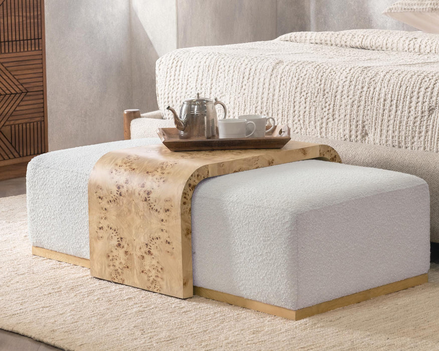 Kenan - Rectangle Ottoman Coffee Table - Creamy Ivory