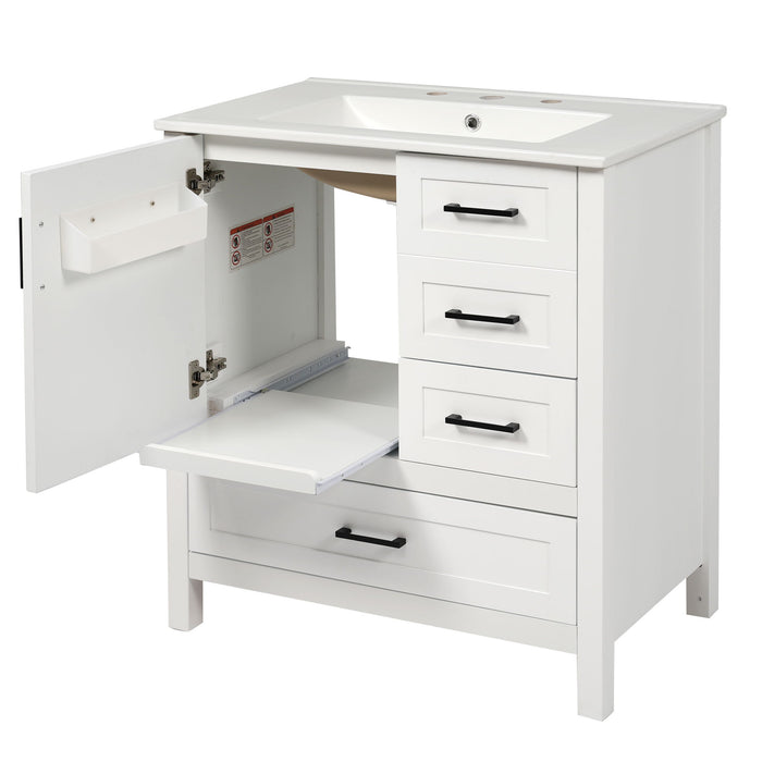 Modern Bathroom Vanity With Ceramic Sink, Solid Frame And Storage Solutions