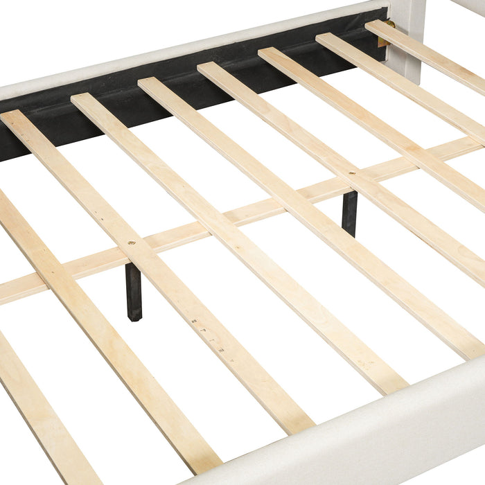 Upholstered Bed With Slats Support, No Box Spring Needed