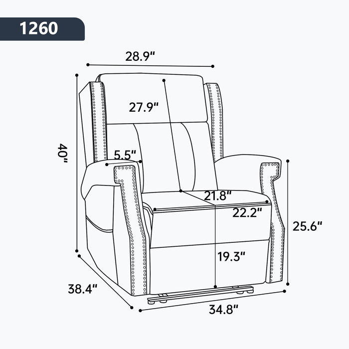 Manual Recliner Chair With Heavy Duty Motion Mechanism, 8 Vibrating Nodes And 3 Massage Modes For Living Room