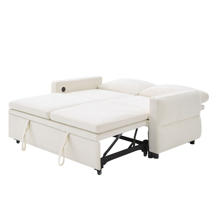 Convertible Sofa Bed Loveseat With Adjustable Backrest And USB Ports