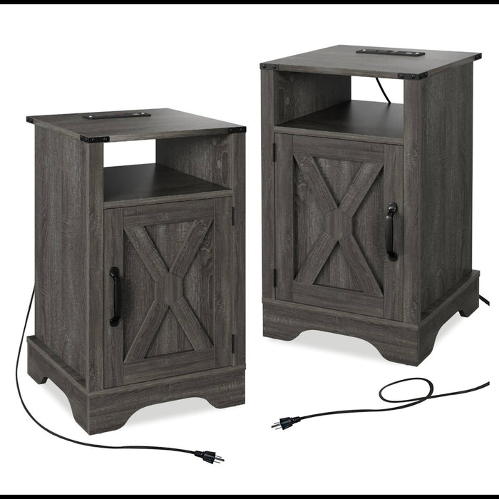 Farmhouse Nightstand, Charging Station & Storage