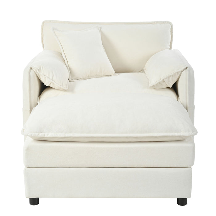 Oversized Chair With Movable Ottoman, Soft Upholstered Lounge Chair