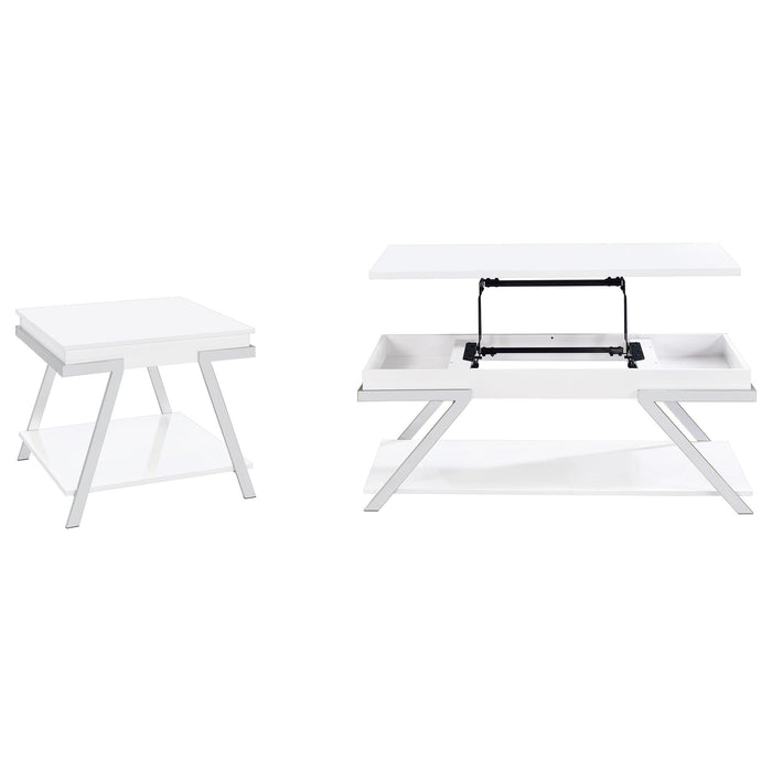 Briana - 2 Piece Coffee And End Table Set With Lift Top Legs - Gloss White