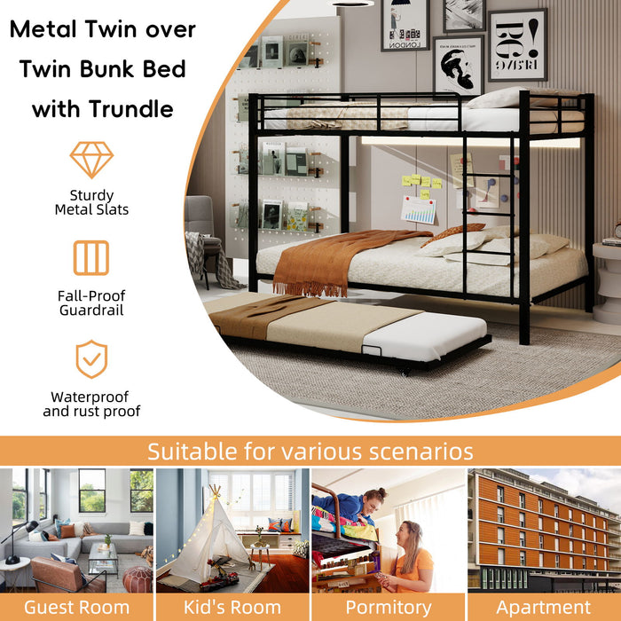 Bunk Bed For Kids, Convertible Frame With Ladders & Guardrail