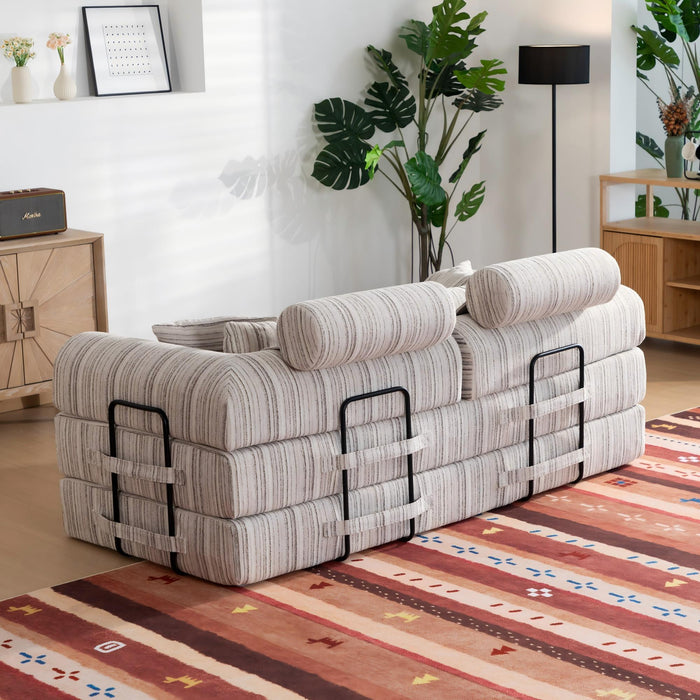 Convertible Sleeper Sofa Bed With High Density Compressed Sponge, Upholstered Couch For Living Room