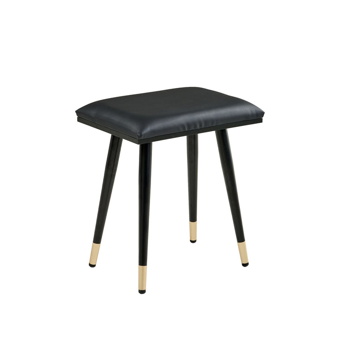 Modern Makeup Vanity Desk With Mirror And Lights Retractable Design Engineered Wood - Black