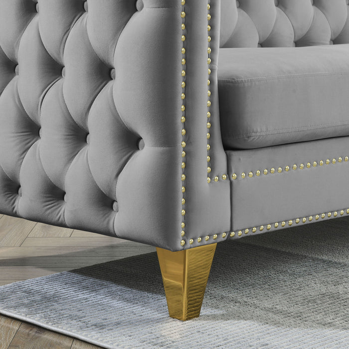 L-Shaped Corner Sofa, 5 Seater Sectional With Tufted Design