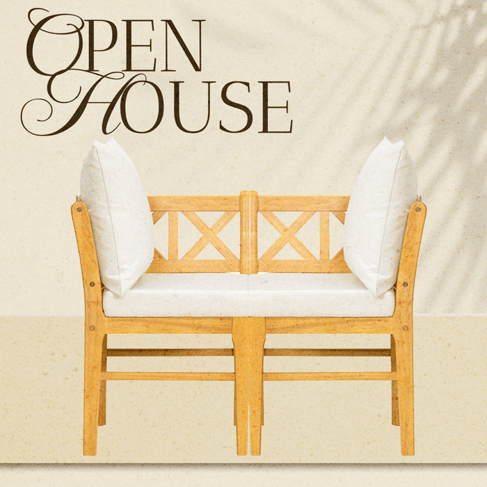 Farmhouse Modern Dining Corner Chairs (Set of 2) With Handwoven Rattan Backrests And Solid Wood Legs - Natural / White