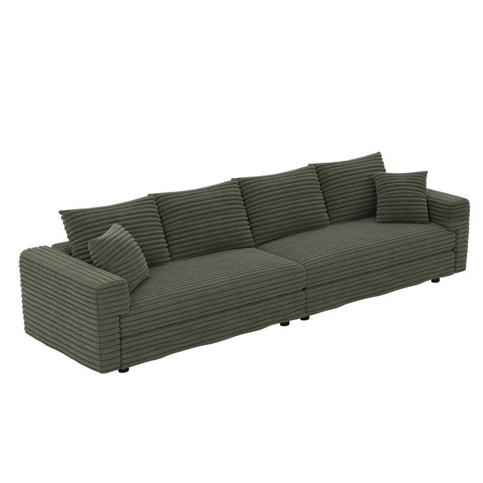 Convertible Deep Seat Sofa With Soft Pillows And Ottomans