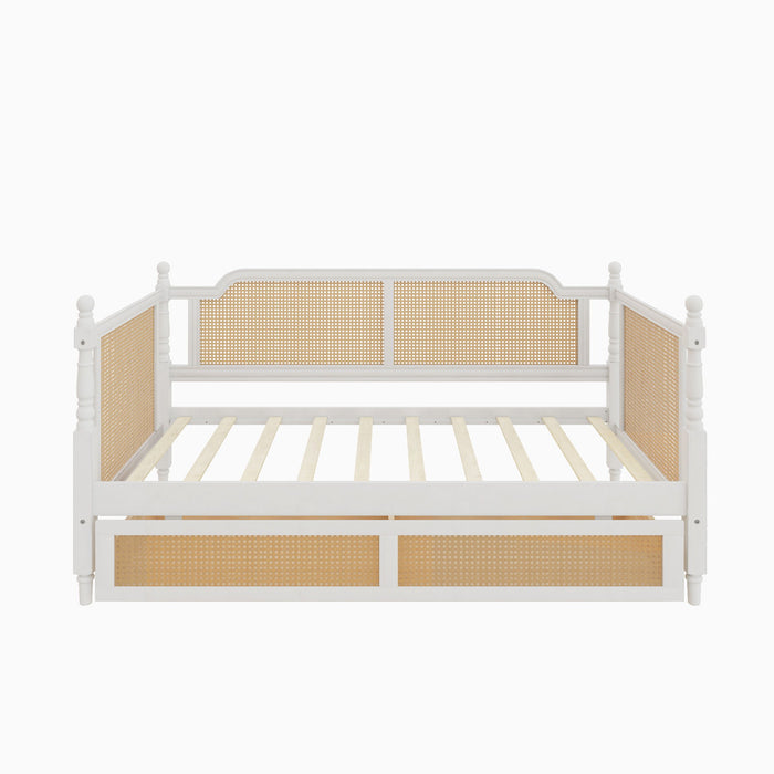 Traditional Style Rattan Daybed, No Box Spring Needed