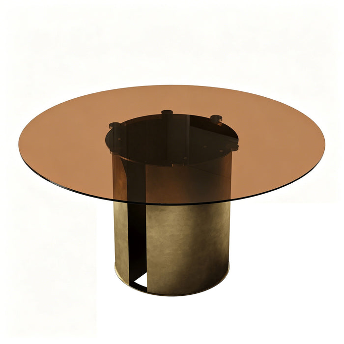 Modern Round Dining Table Set With Glass Top And Steel Legs