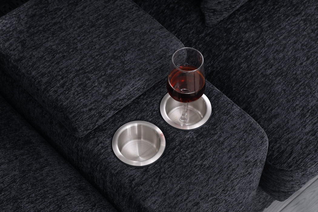 Celine - Fabric Corner Sectional Sofa With Right-Facing Chaise, Cupholders, And Charging Ports
