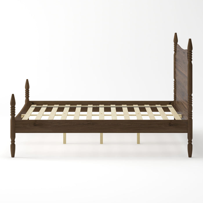 Retro 4 Poster Platform Bed Frame With Curved Tall Headboard