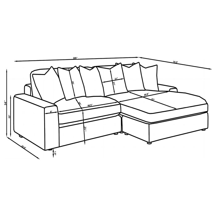 Marcus - Fog Track Arms Reversible Sectional With Pillows - Fog